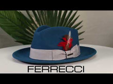 Load and play video in Gallery viewer, Ferrecci Crushable Acid Blue 100% Australian Wool Fedora Hat