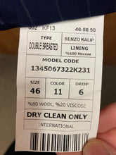 Load image into Gallery viewer, Moda Color Navy Blue Pinstripe Slim Fit European Double Breasted Suit with Gold Buttons