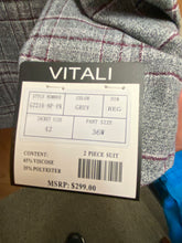 Load image into Gallery viewer, Vitali Grey/Burgundy Checkered Velvet 2-Piece Modern Fit Suit