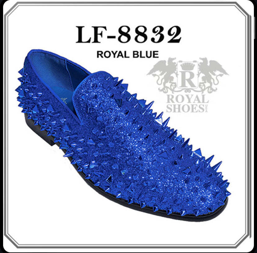 Royal Shoes Royal Blue Spikes Smoking Slip-on Red Bottom Men's Dress S CC Suits Royal Shoes Royal Blue Spikes Smoking Slip-on Red Bottom Men's Dress S CC Suits