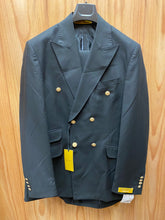 Load image into Gallery viewer, Alberto Nardoni Black Slim Fit European Double Breasted Suit with Gold Buttons