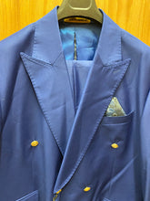 Load image into Gallery viewer, Alberto Nardoni Blue Slim Fit European Double Breasted Suit with Gold Buttons