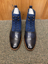 Load image into Gallery viewer, Stacy Adams Malone Navy Lace-up Suede & Leather Chelsea Boot