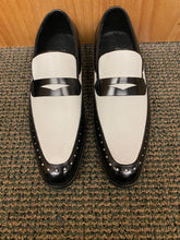Load image into Gallery viewer, Giorgio Venturi Black/White Men's Leather Slip-on Dress Shoe/Penny loafer Style 6986