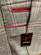 Load image into Gallery viewer, Vitali Grey/Burgundy Checkered Velvet 2-Piece Modern Fit Suit