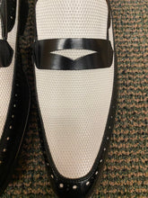 Load image into Gallery viewer, Giorgio Venturi Black/White Men's Leather Slip-on Dress Shoe/Penny loafer Style 6986