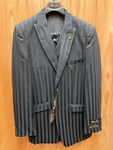 Load image into Gallery viewer, Falcone Black Shadow Stripe 3-Piece Suit 38L