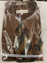 Load image into Gallery viewer, Daniel Ellissa DS3001 Dark Brown Convertible cuff Men’s Dress Shirt