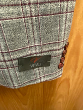 Load image into Gallery viewer, Vitali Grey/Burgundy Checkered Velvet 2-Piece Modern Fit Suit