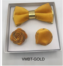 Load image into Gallery viewer, Velvet Bow Tie, Lapel Flower, and Handkerchief