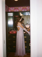 Load image into Gallery viewer, Wallie Pink Rhinestone Embellished Mesh Backless Gown
