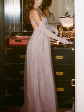 Load image into Gallery viewer, Wallie Pink Rhinestone Embellished Mesh Backless Gown
