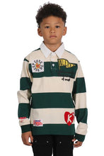 Load image into Gallery viewer, SAGE Kid's Long Sleeve Polo Shirt With Heavy Print Effects &amp; Patch Works

