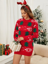 Load image into Gallery viewer, Christmas Tree Jacquard Long Knit Sweater Dress | NCS

