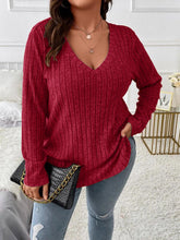 Load image into Gallery viewer, Loose Fit Oversized V-Neck Long Sleeve Ribbed Brushed T-Shirt | NCS
