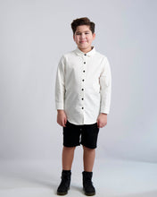 Load image into Gallery viewer, Black Buttons Long Sleeve Dress Shirt with Houndstooth Contrast

