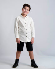 Load image into Gallery viewer, Black Buttons Long Sleeve Dress Shirt with Houndstooth Contrast
