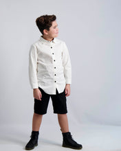 Load image into Gallery viewer, Black Buttons Long Sleeve Dress Shirt with Houndstooth Contrast
