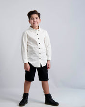 Load image into Gallery viewer, Black Buttons Long Sleeve Dress Shirt with Houndstooth Contrast

