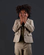 Load image into Gallery viewer, Camel Windowpane Dress Blazer
