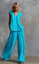 Load image into Gallery viewer, Women’s Sleeveless Striped Top and Full-Length Pants Set
