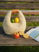 Load image into Gallery viewer, Round Crochet Woven Handheld Straw Bag
