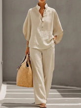 Load image into Gallery viewer, Women’s Casual Shirt and Full-Length Pants Set
