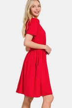 Load image into Gallery viewer, Surplice Short Sleeve Brushed DTY Dress For Dress – Elegant, Flattering Surplice Neckline, Soft Brushed Fabric, Comfortable and Versatile Dress for All-Day Wear
