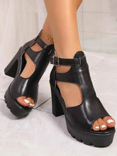 Load image into Gallery viewer, Stylish Cutout Block : Heels Sandals
