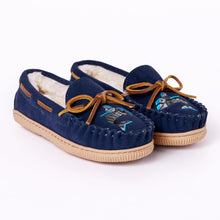 Load image into Gallery viewer, Minnetonka Pile Lined Hardsole Suede (Navy Shark) - Children's Slipper
