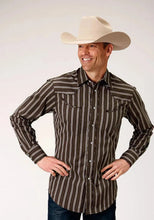 Load image into Gallery viewer, Roper Chocolate Stripe (Brown) - Men's Western Shirt
