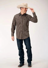Load image into Gallery viewer, Roper Chocolate Stripe (Brown) - Men's Western Shirt
