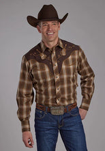 Load image into Gallery viewer, Roper 2107 Tobacco Plaid (Brown) - Men's Western Shirt
