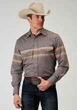 Load image into Gallery viewer, Roper 1965 Border Stripe (Grey) - Men's Western Shirt
