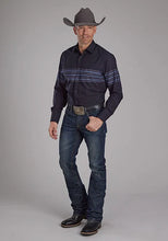 Load image into Gallery viewer, Roper 2115 Border Stripe (Black) - Men's Western Shirt
