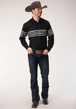 Load image into Gallery viewer, Roper 1203 Border Stripe (Black) - Men's Western Shirt
