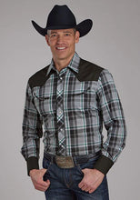 Load image into Gallery viewer, Roper 2105 Fancy Yoke Plaid (Grey) - Men's Western Shirt

