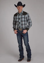 Load image into Gallery viewer, Roper 2105 Fancy Yoke Plaid (Grey) - Men's Western Shirt
