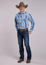 Load image into Gallery viewer, Roper 2898 Woven Plaid (Blue) - Men's Western Shirt
