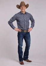 Load image into Gallery viewer, Roper 2900 Pointed Plaid (Navy) - Men's Western Shirt
