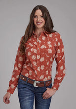 Load image into Gallery viewer, Roper 2282 Cream Floral (Orange) - Women's Western Shirt

