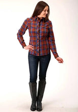 Load image into Gallery viewer, Roper 825 Fancy Yoke Windowpane (Red) - Women's Western Shirt
