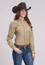 Load image into Gallery viewer, Roper 2661 Wallpaper Floral (Tan) - Women's Western Shirt
