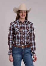 Load image into Gallery viewer, Roper 3280 Plaid (Chocolate/Light Blue) - Women's Western Shirt
