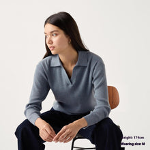 Load image into Gallery viewer, Women’s Ribbed Half-Open Collar Sweater
