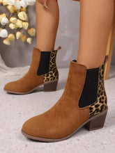 Load image into Gallery viewer, Leopard Print Chelsea Ankle Boots with Block Heel
