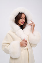 Load image into Gallery viewer, Genuine Polar Fox Fur Wool Hooded Coat
