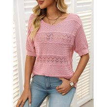 Load image into Gallery viewer, Women’s Short Sleeve Crochet Knit Hollow-Out Top
