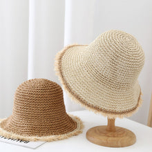 Load image into Gallery viewer, Women's Wide-Brim Fringed Woven Straw Hat | Beach &amp; Vacation Sun Hat
