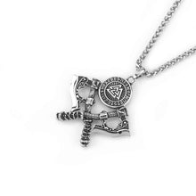 Load image into Gallery viewer, Men's Stainless Steel Axe Pendant Necklace - Double Axe Design
